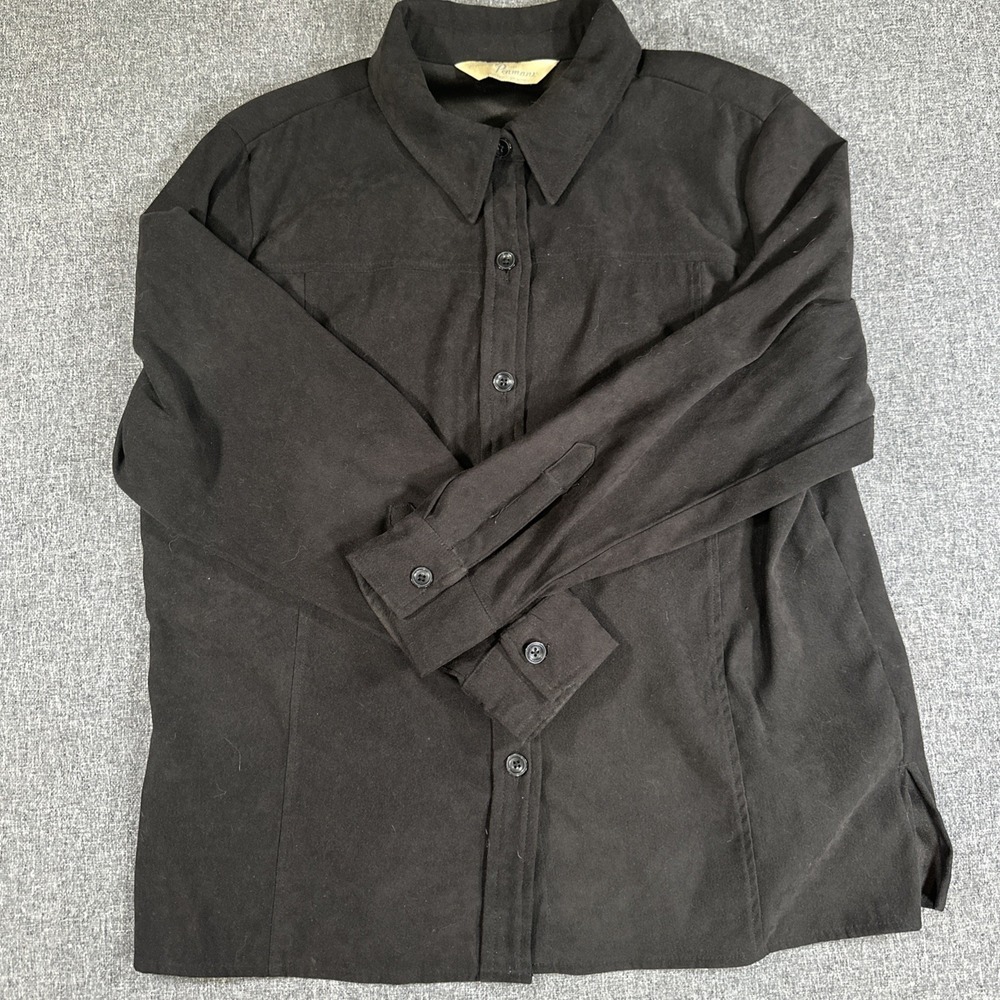 Womens Black Button Up Shirt‎ Penmans Stretch Blouse Casual Work Top M L